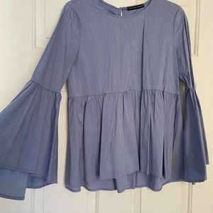 Blue Ruffled Blouse